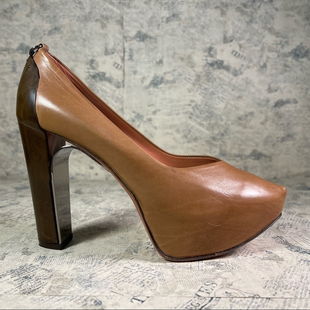 Guillaume Hinfray Italian Leather Platform Shoes Sculptural Heels EU 38.5 Design